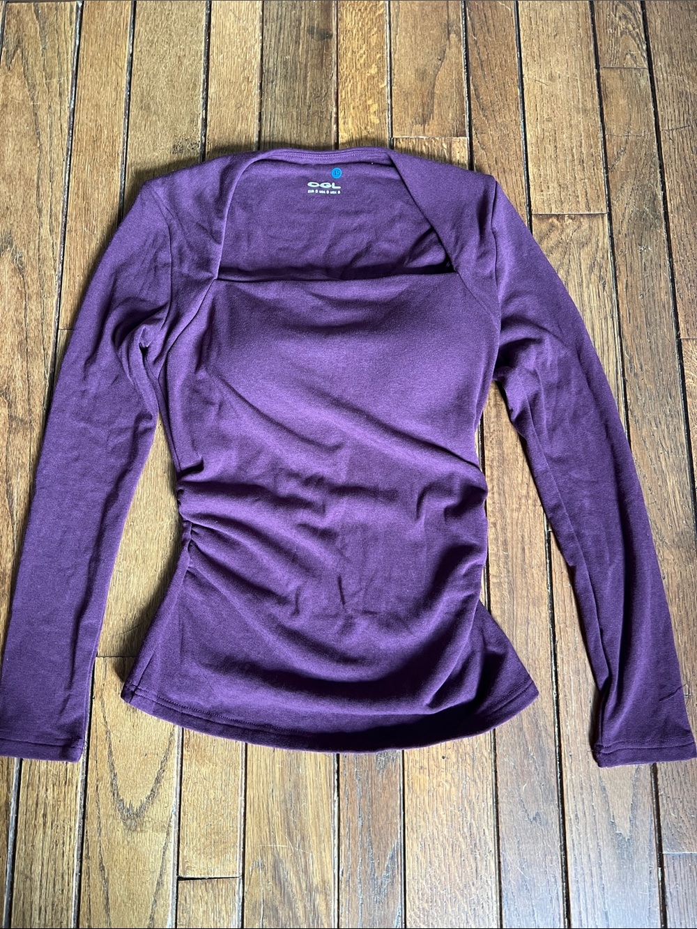 OGL Purple Square Neck Long Sleeve Built In Bra Top Size Small New Without Tags